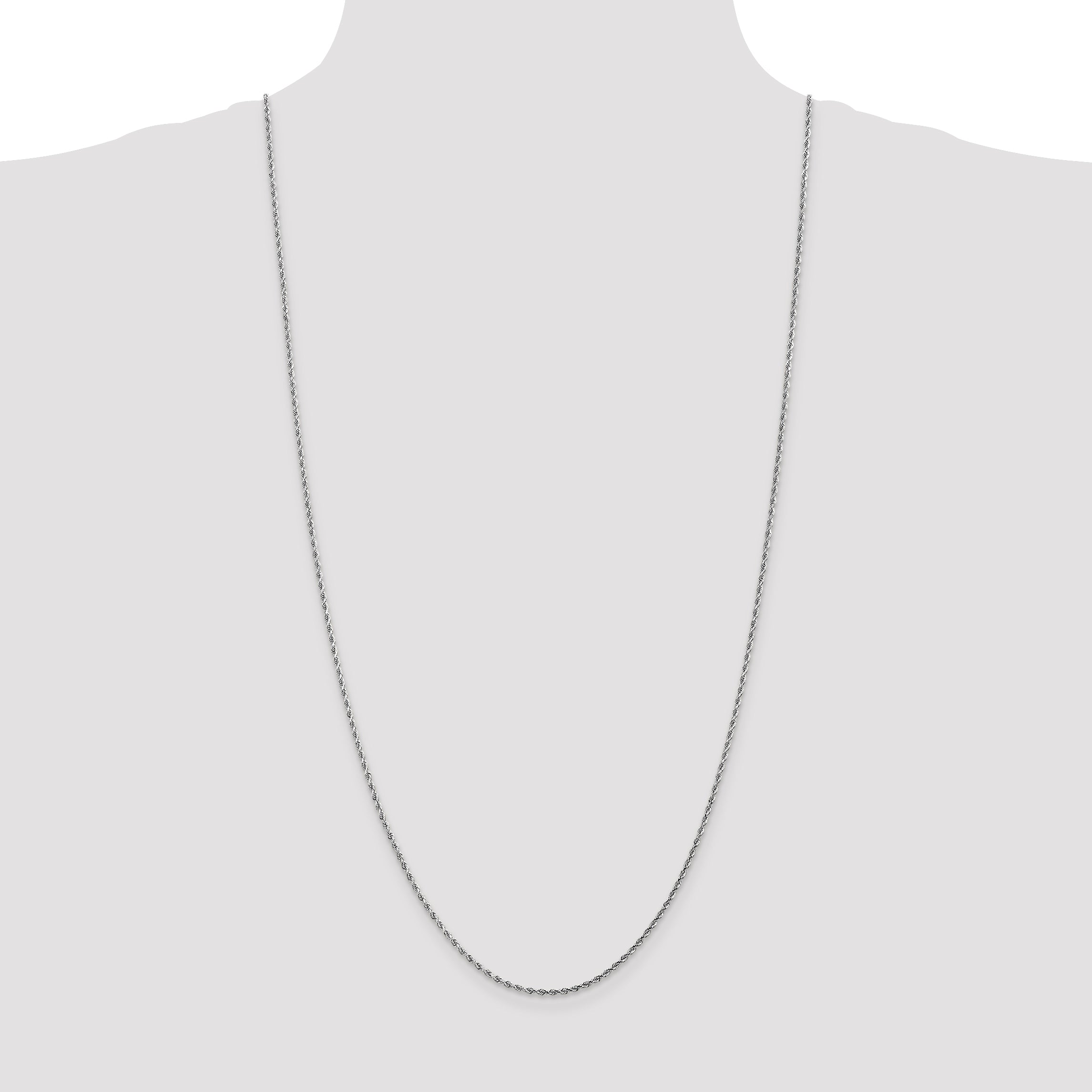 10k White Gold 1.75mm Diamond-cut Rope Chain Necklace