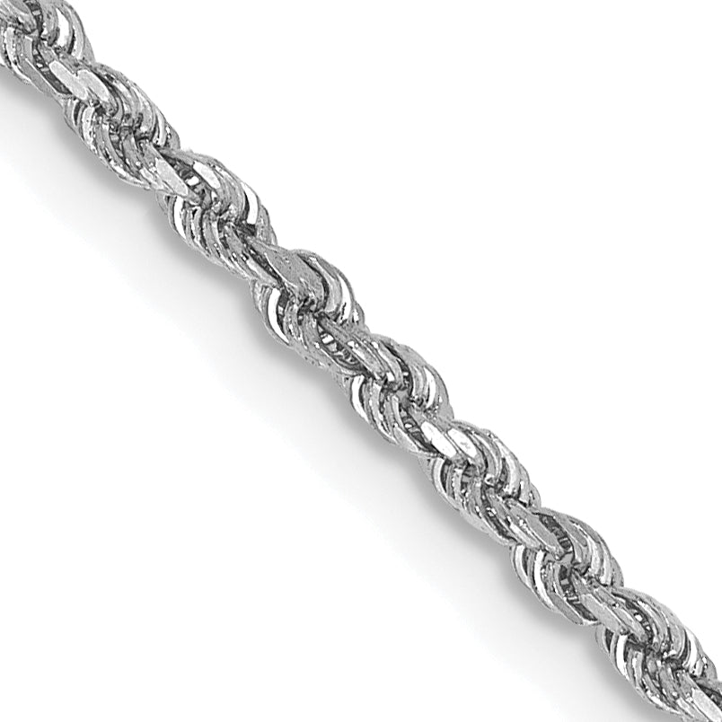 10k White Gold 1.75mm Diamond-cut Rope Chain Necklace