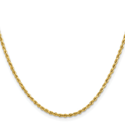 14k Yellow Gold 2mm Lightweight D/C Rope with Lobster Clasp Chain Necklace