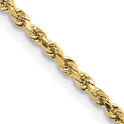 14k Yellow Gold 2mm Lightweight D/C Rope with Lobster Clasp Chain Necklace