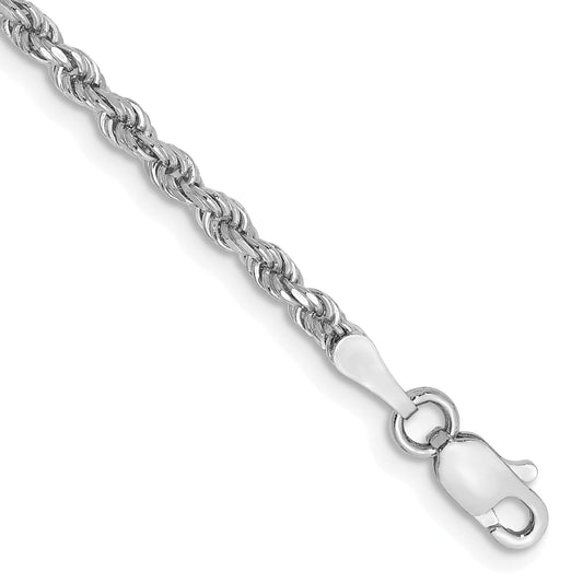 10k White Gold 2.25mm Diamond-cut Rope Chain Bracelet
