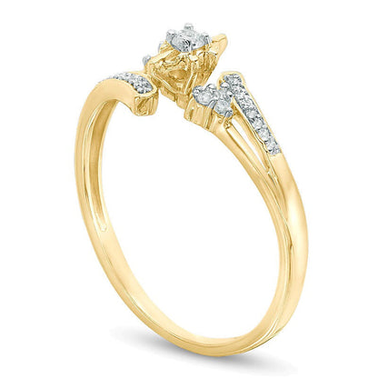 0.1 CT. TW Diamond Bypass Promise Ring in 10K Gold