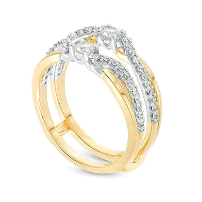 0.5 CT. TW Diamond Crossover Solitaire Enhancer in 10K Two-Tone Gold