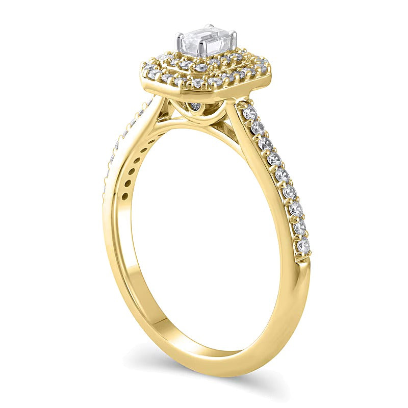 0.5 CT. TW Emerald-Cut Diamond Double Octagonal Frame Engagement Ring in 10K Gold