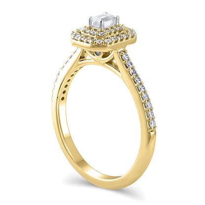 0.5 CT. TW Emerald-Cut Diamond Double Octagonal Frame Engagement Ring in 10K Gold