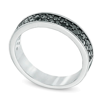 0.5 CT. TW Black Diamond Double Row Band in Sterling Silver