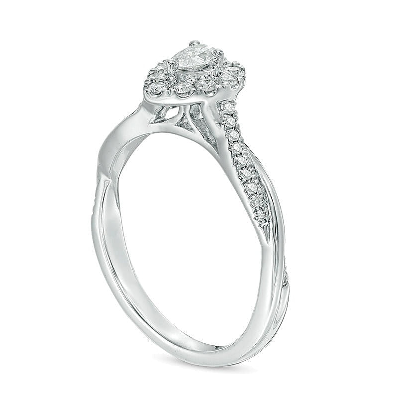 0.38 CT. TW Pear-Shaped Diamond Frame Twist Engagement in 10K White Gold