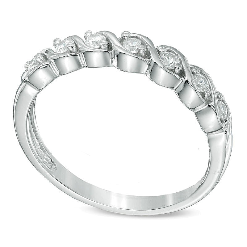 0.13 CT. TW Diamond Seven Stone "S" Anniversary Band in Sterling Silver