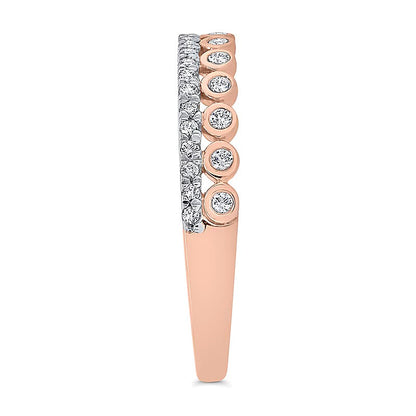 0.2 CT. TW Diamond Edge and Bezel Double Row Stackable Band in 10K Rose Gold