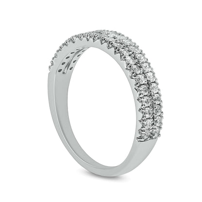 0.5 CT. TW Diamond Double Row Anniversary Band in 10K White Gold