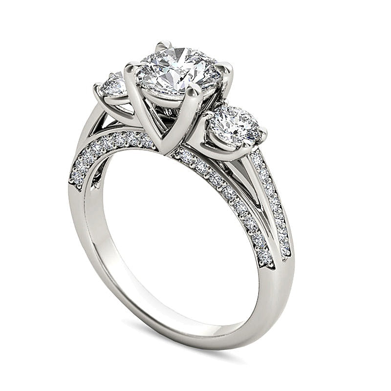 1.75 CT. TW Diamond Three Stone Engagement Ring in 14K White Gold