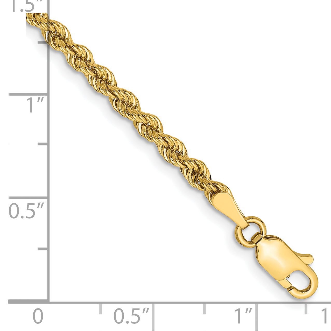 14k Yellow Gold 2.75mm Regular Rope with Lobster Clasp Chain Anklet