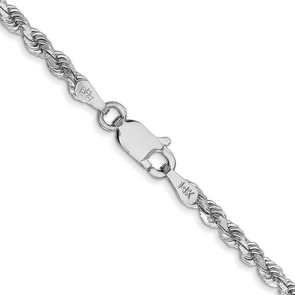 10k White Gold 2.75mm Diamond-cut Rope Chain Necklace