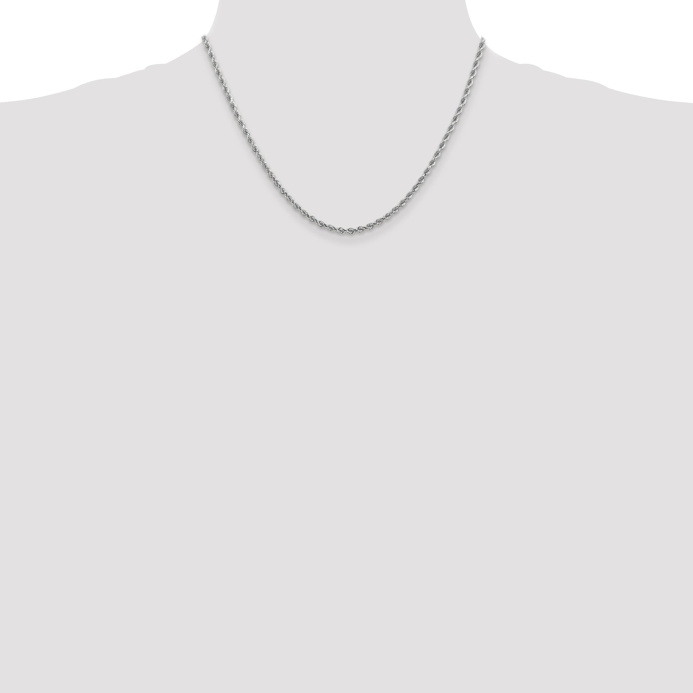 10k White Gold 2.75mm Diamond-cut Rope Chain Necklace