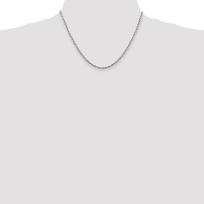 10k White Gold 2.75mm Diamond-cut Rope Chain Necklace
