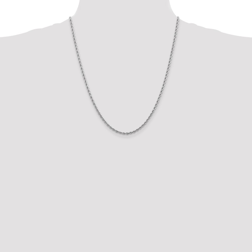 10k White Gold 2.75mm Diamond-cut Rope Chain Necklace