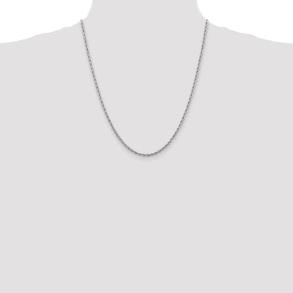 10k White Gold 2.75mm Diamond-cut Rope Chain Necklace