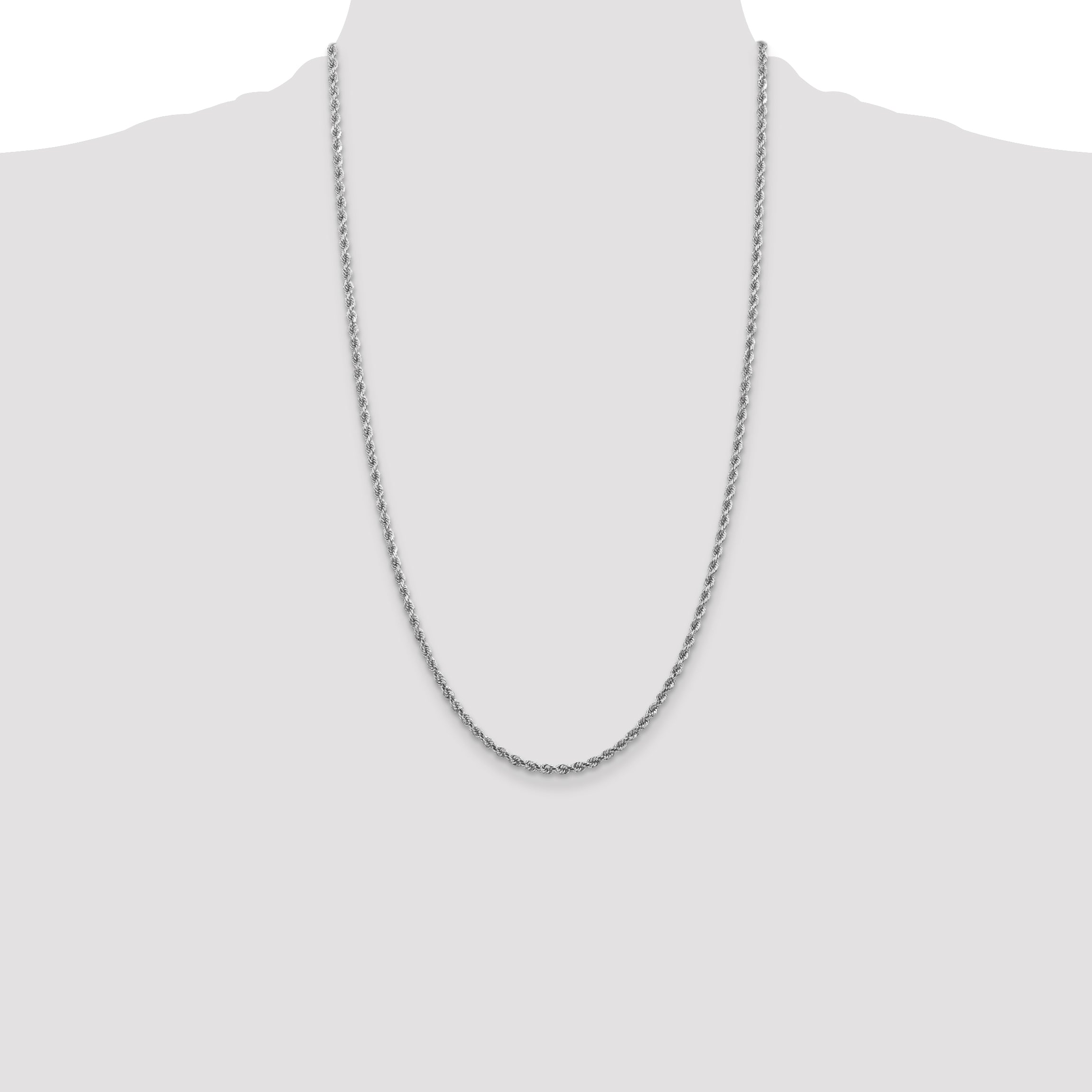 10k White Gold 2.75mm Diamond-cut Rope Chain Necklace