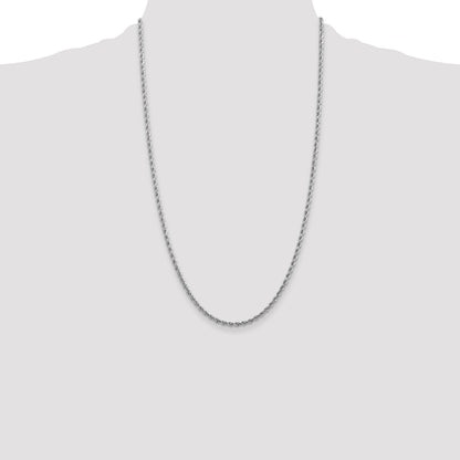 10k White Gold 2.75mm Diamond-cut Rope Chain Necklace