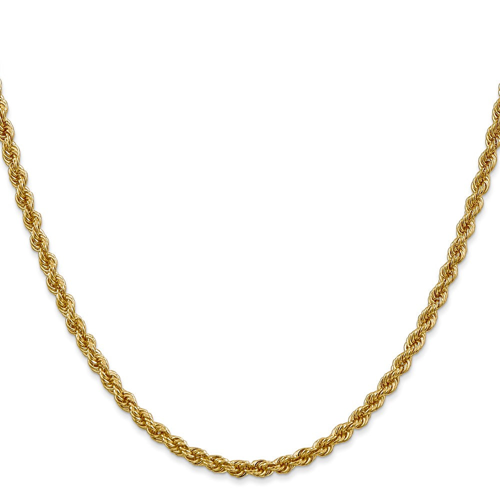 14k Yellow Gold 36 inch 3mm Regular Rope with Lobster Clasp Chain Necklace