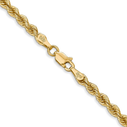 14k Yellow Gold 28 inch 3mm Regular Rope with Lobster Clasp Chain Necklace