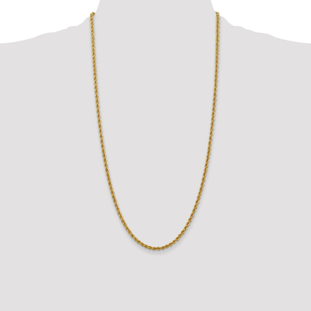 14k Yellow Gold 28 inch 3mm Regular Rope with Lobster Clasp Chain Necklace