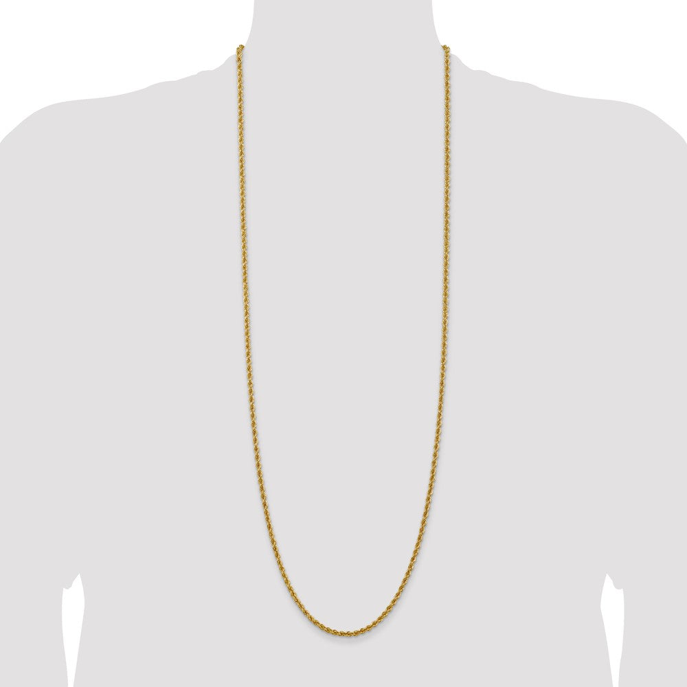 14k Yellow Gold 36 inch 3mm Regular Rope with Lobster Clasp Chain Necklace