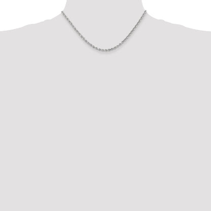 10k White Gold 3.0mm Diamond-cut Rope Chain Necklace