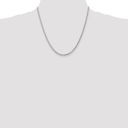 10k White Gold 3.0mm Diamond-cut Rope Chain Necklace