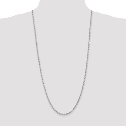 10k White Gold 3.0mm Diamond-cut Rope Chain Necklace