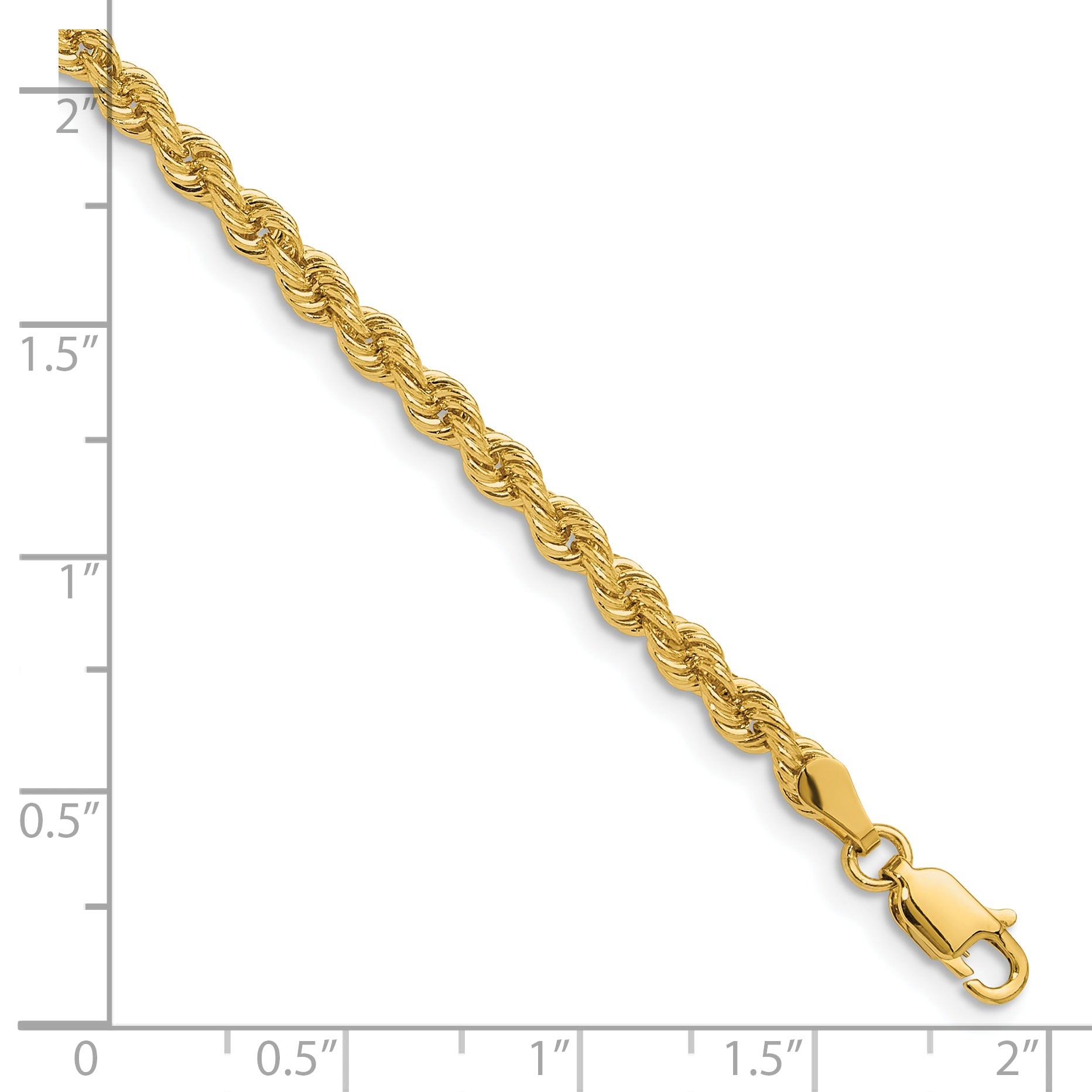 14k Yellow Gold 3.3mm Regular Rope Chain Bracelet