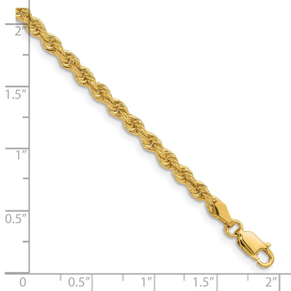 9 Inch 14k Yellow Gold 3.3mm Regular Rope Chain Anklet