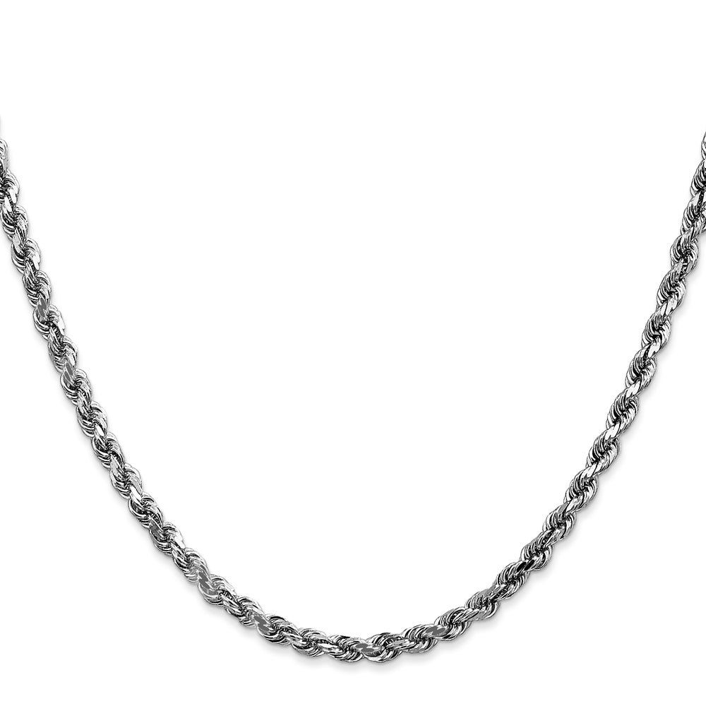 10k White Gold 3.5mm Diamond-cut Rope Chain Necklace