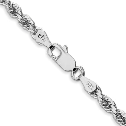10k White Gold 3.5mm Diamond-cut Rope Chain Necklace