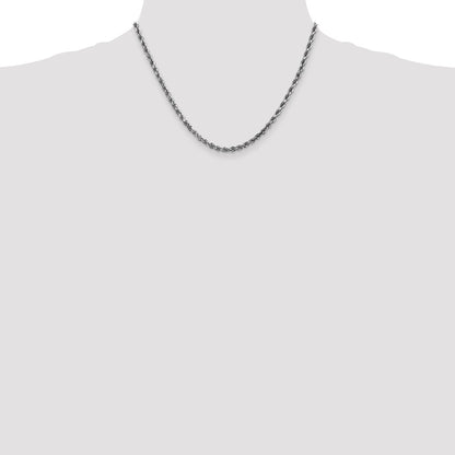 10k White Gold 3.5mm Diamond-cut Rope Chain Necklace