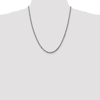 10k White Gold 3.5mm Diamond-cut Rope Chain Necklace