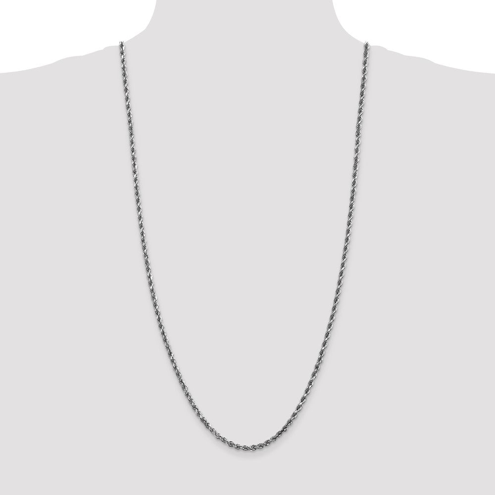 10k White Gold 3.5mm Diamond-cut Rope Chain Necklace