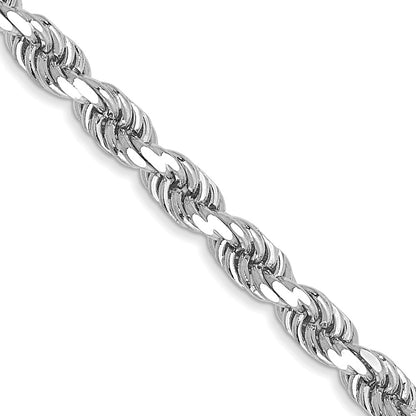 10k White Gold 3.5mm Diamond-cut Rope Chain Necklace