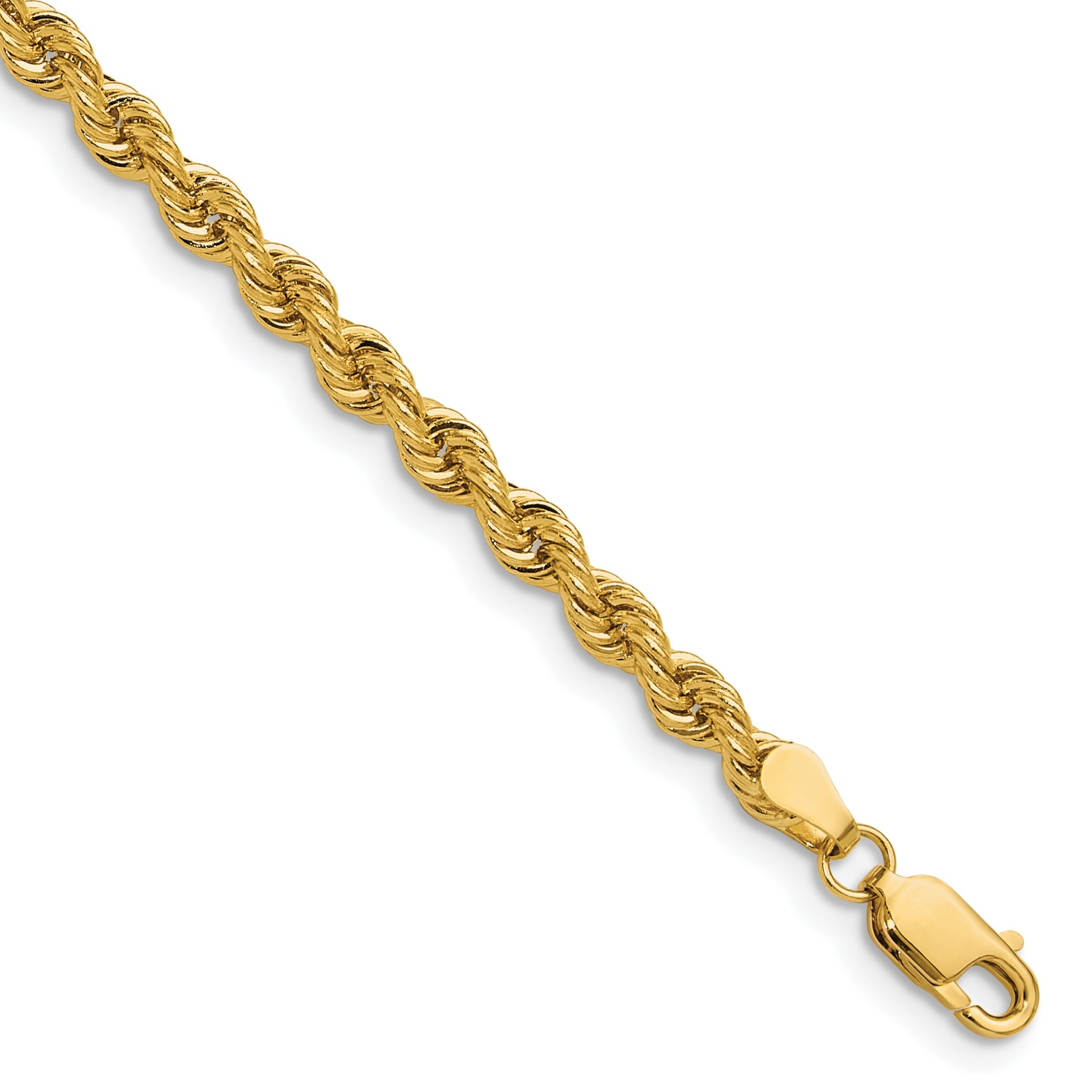 9 Inch 14k Yellow Gold 3.8mm Regular Rope Chain Anklet