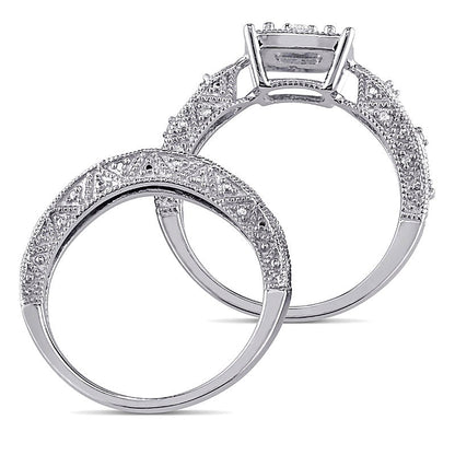 0.2 CT. TW Diamond Cascading Bridal Set in Sterling Silver