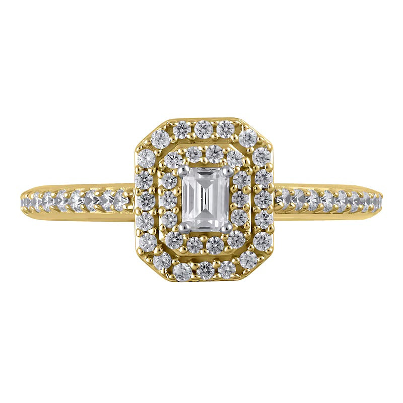 0.5 CT. TW Emerald-Cut Diamond Double Octagonal Frame Engagement Ring in 10K Gold