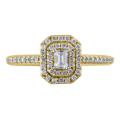 0.5 CT. TW Emerald-Cut Diamond Double Octagonal Frame Engagement Ring in 10K Gold