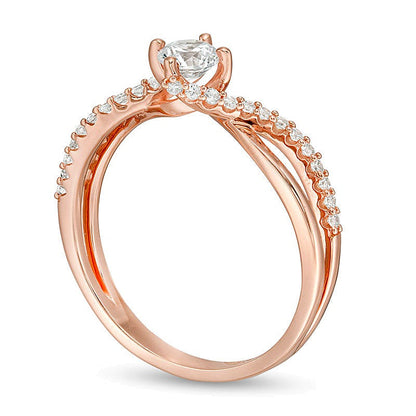 0.5 CT. TW Diamond Bypass Crossover Shank Engagement Ring in 10K Rose Gold