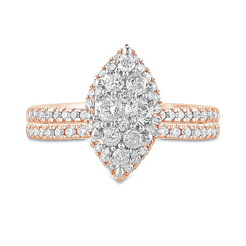 1.0 CT. TW Composite Marquise Diamond Bridal Set in 10K Rose Gold