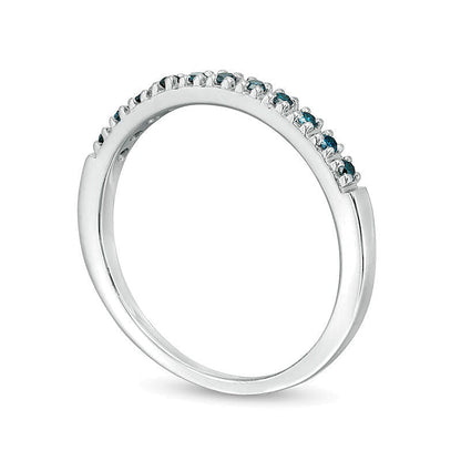0.1 CT. TW Enhanced Blue Diamond Anniversary Band in 14K White Gold