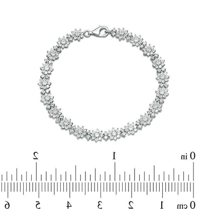 Lab-Created White Sapphire Flower Bracelet in Sterling Silver - 7.5"