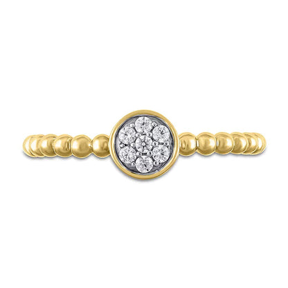 0.1 CT. TW Round Multi-Diamond Bead Shank Ring in 10K Gold