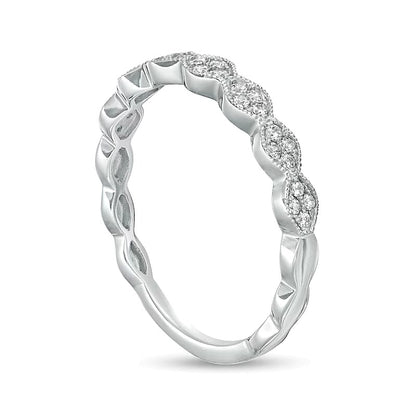 0.17 CT. TW Oval-Shaped Multi-Diamond Scallop Edge Stackable Anniversary Band in 10K White Gold
