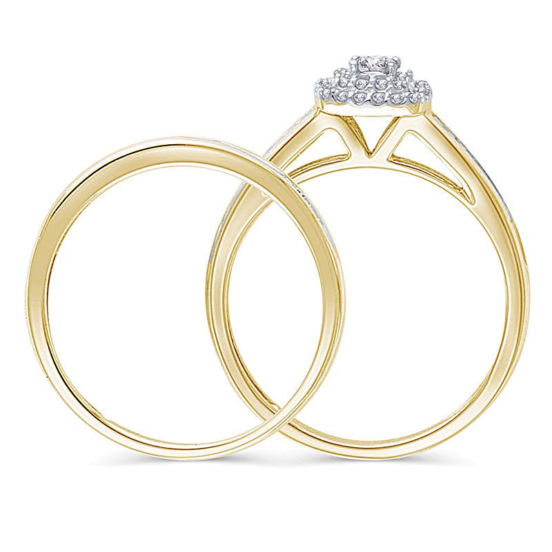 0.5 CT. TW Princess-Cut Diamond Double Frame Bridal Set in 10K Gold