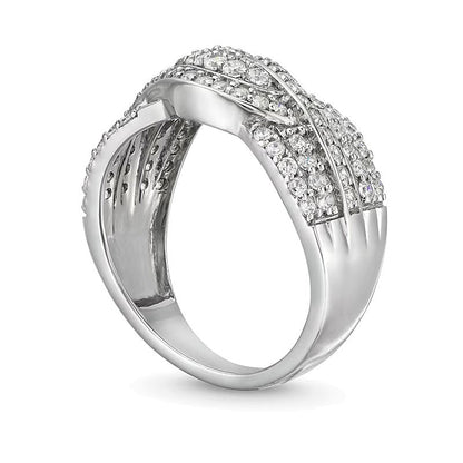 0.75 CT. TW Diamond Double Row Wave Bypass Ring in 10K White Gold